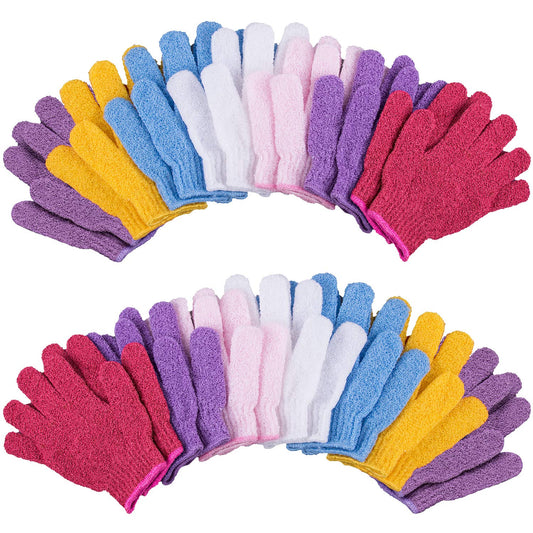 K-style 28 Pcs Exfoliating Gloves Body Scrub Bath Gloves Exfoliator Body Wash Glove for Shower, Spa,  Massage and Body Scrubs