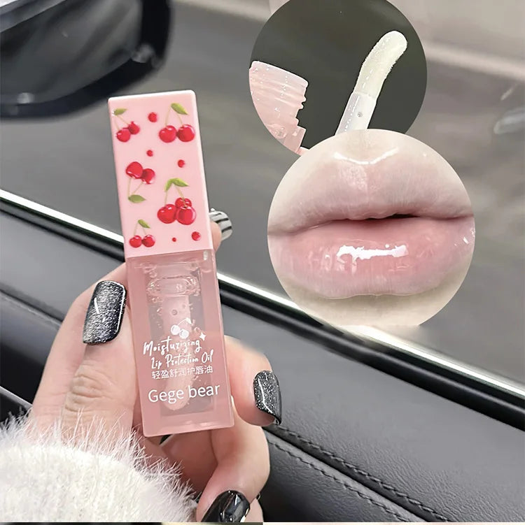 Cherry Hydrating Lip Balm and Lip Oil Set Gege Bear Light Moisturizing Soothing and Tender Lips for Winter Use