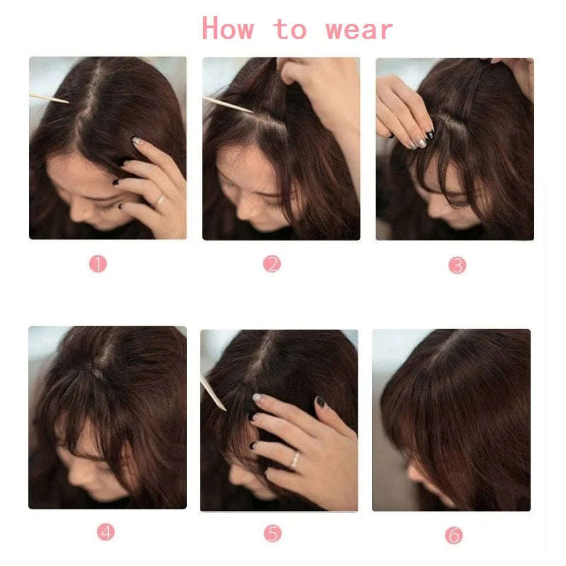 Synthetic Fake Invisible Air Bangs Hair Extension Front Fringes Hairpiece Black Brown Hair Accessories for Women