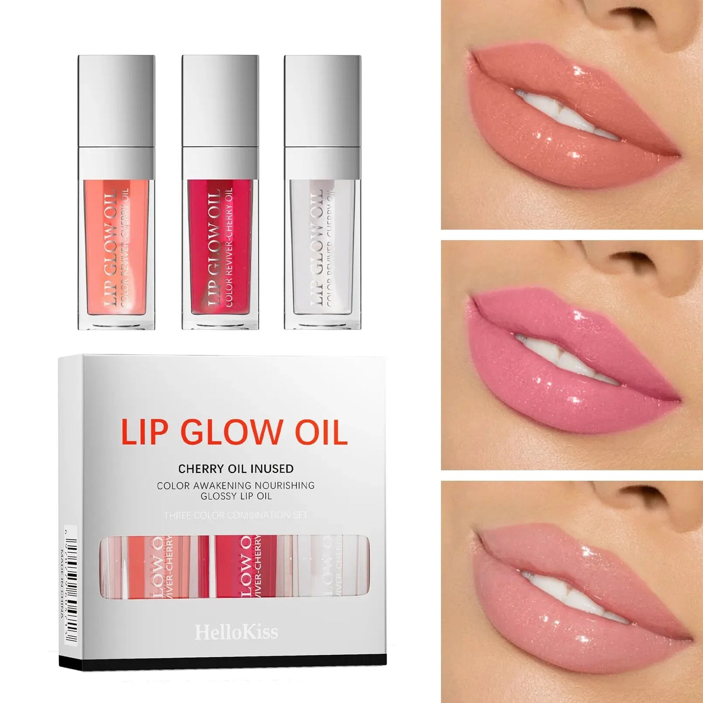 Crystal Jelly Moisturizing Lip Oil Set Plumping Lip Gloss Makeup Sexy Plump Lip Glow Oil Tinted Lip Plumper Set