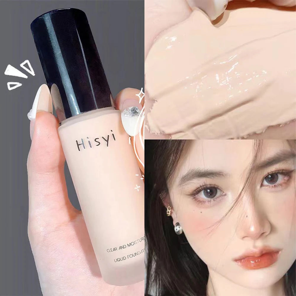 Liquid foundation naturally covers flaws without sticking powder, plain face cream, transparent foundation, conceals blemishes